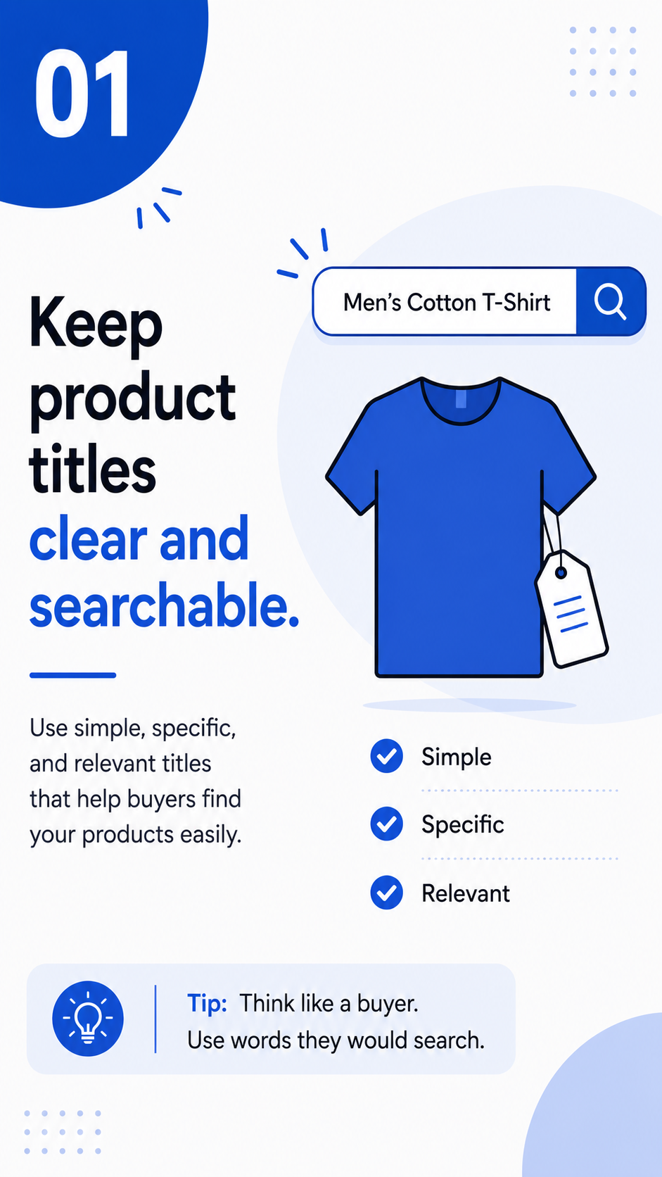 Keep product titles clear and searchable for seller product discovery